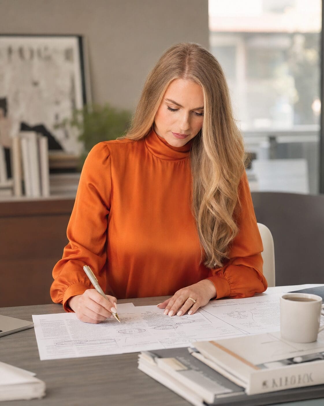 Woman editing paper